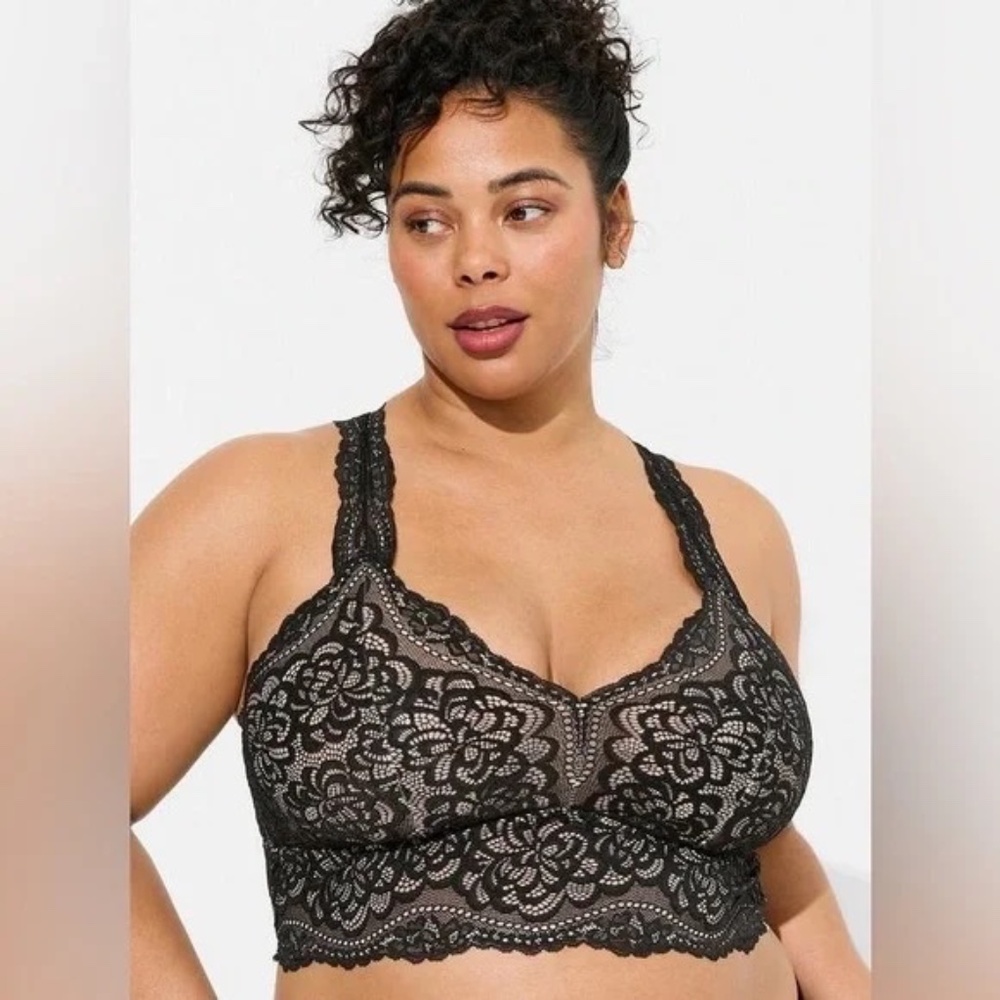 Torrid Unlined Lace Solid Racerback Bralette (#156)
